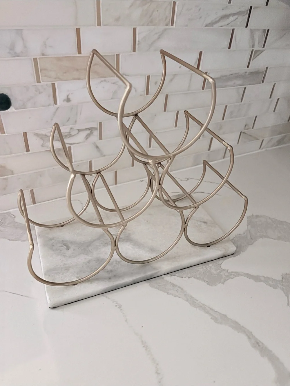 Anthropologie Gold and Marble Wine Rack Large